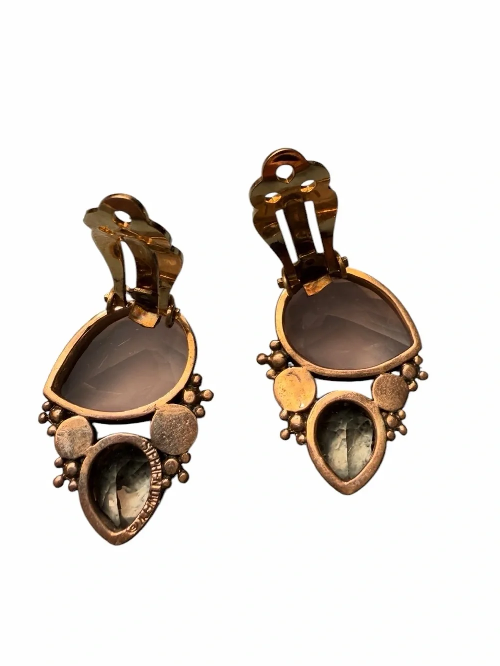 Stephen Dwek Earrings Pink Pearl, Blush Rose Quartz, Golden Citrine - Picture 2 of 4